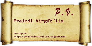 Preindl Virgília névjegykártya